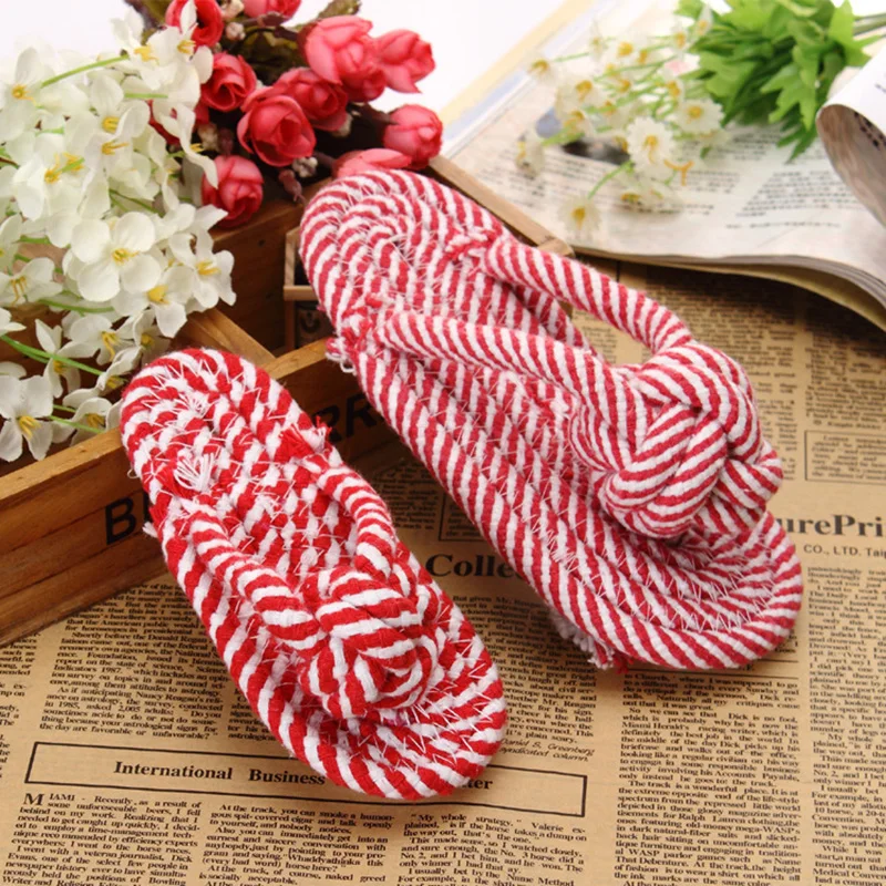 Хлопковые тапочки HU в полоску для укуса домашних животных Интерактивная игрушка