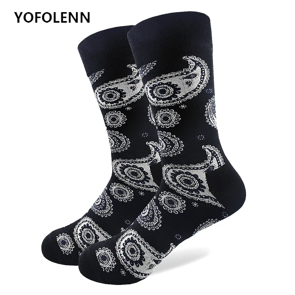 Носки из чесаного хлопка с узором пейсли 1 пара|colorful socks|quality sockssocks pattern |