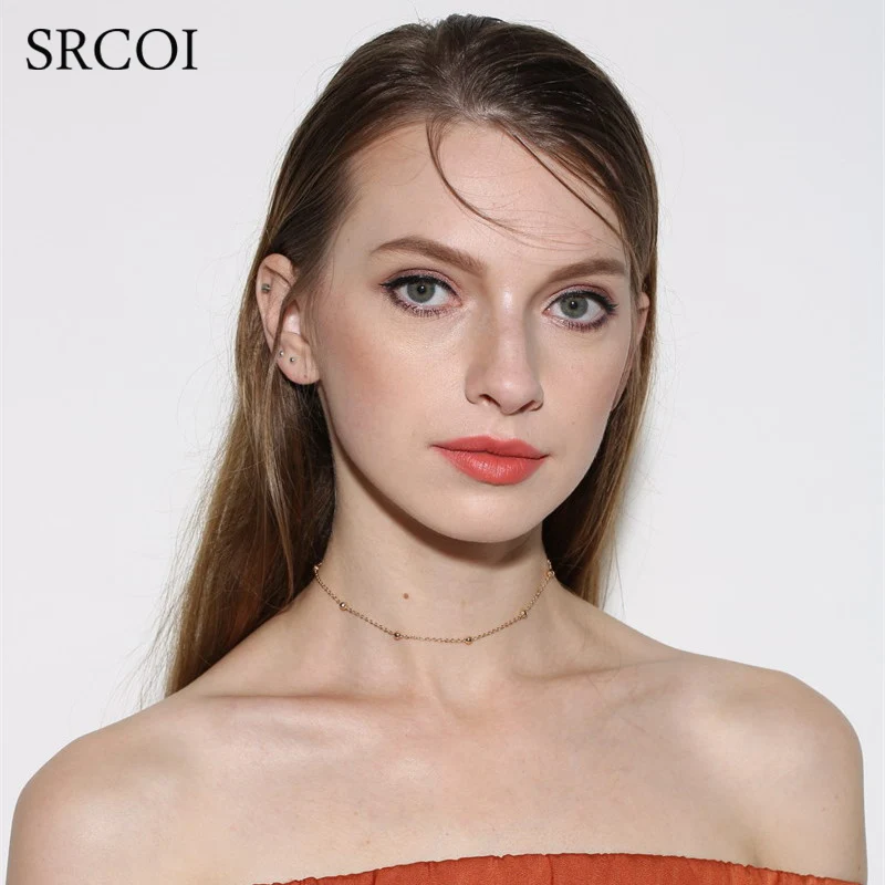 SRCOI изящная цепочка чокер золотого и серебряного цвета ожерелье с тонкими