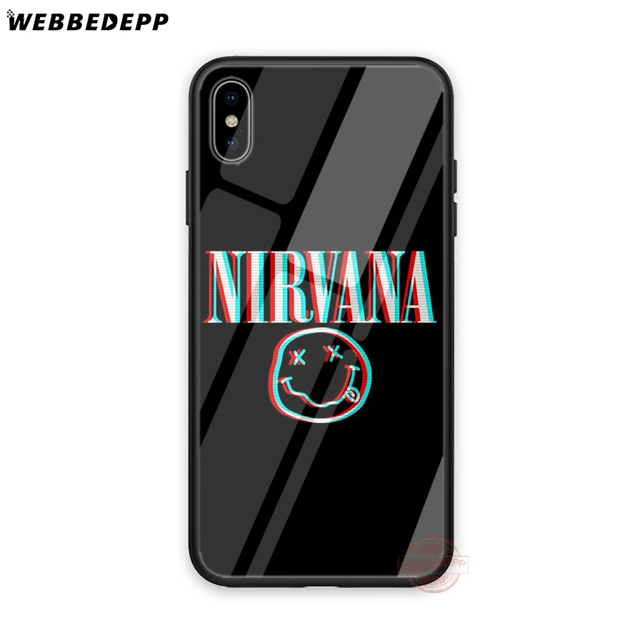 WEBBEDEPP Nirvana Курт Кобейна чехол для телефона из закаленного стекла Apple iPhone XS Max XR X 8 7 6S