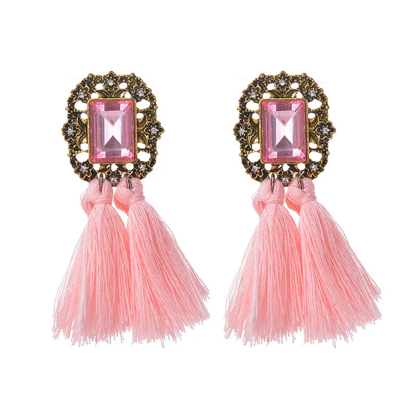 Новые модные женские серьги с кисточками в богемном стиле длинные тканевые