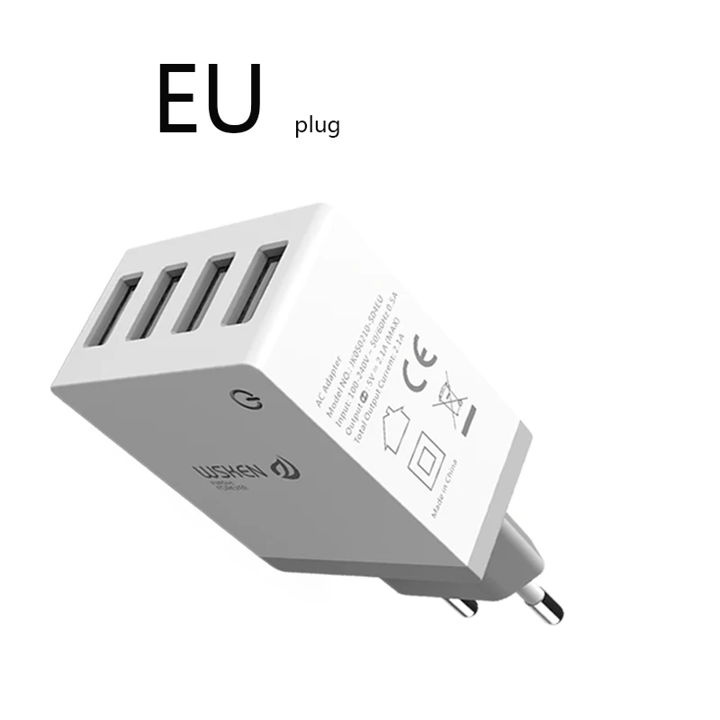 Европейский Союз (ЕС) WSKEN USB зарядное устройство для телефона max 2.1A 4 порта Зарядка для телефона для iPhone X 8 7 redmi note 5 для samsung galaxy s8 S9 note8 - Тип штекера: Европейский Союз (ЕС)