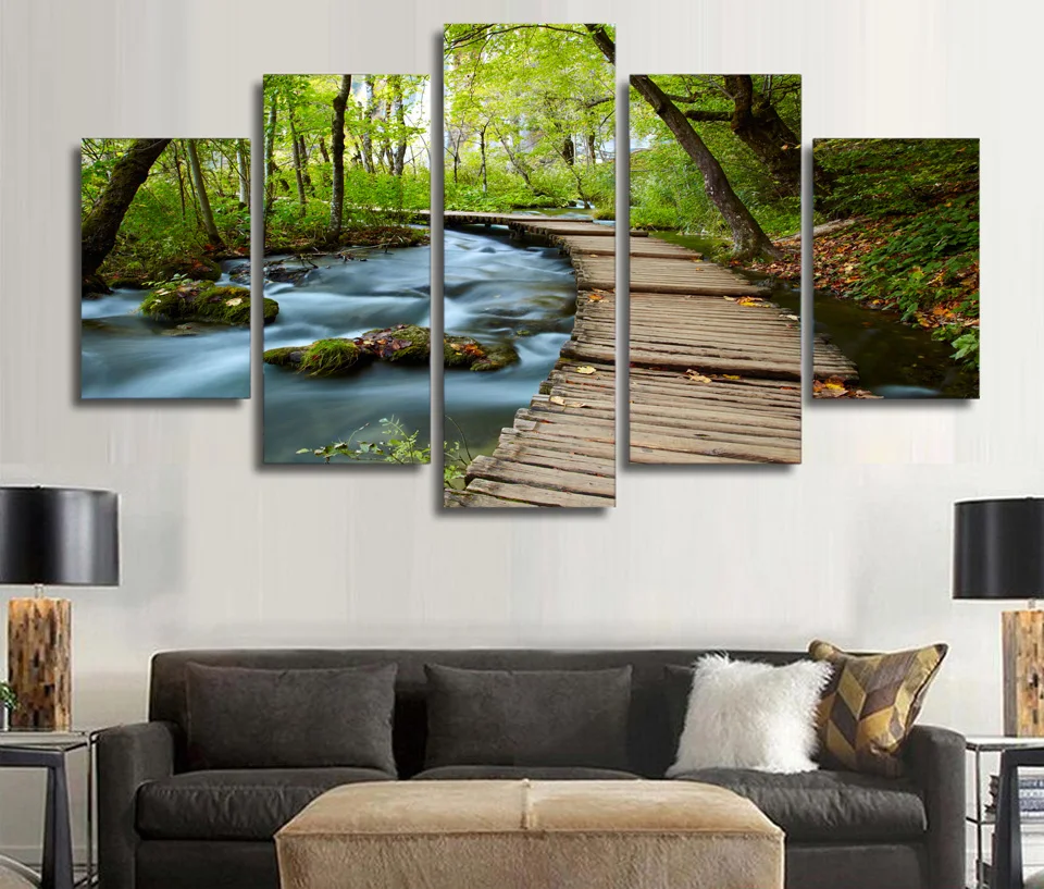 

canvas art Printed Stream wooden woods Painting Canvas Print room decor print poster picture canvas Free shipping/ny-4927