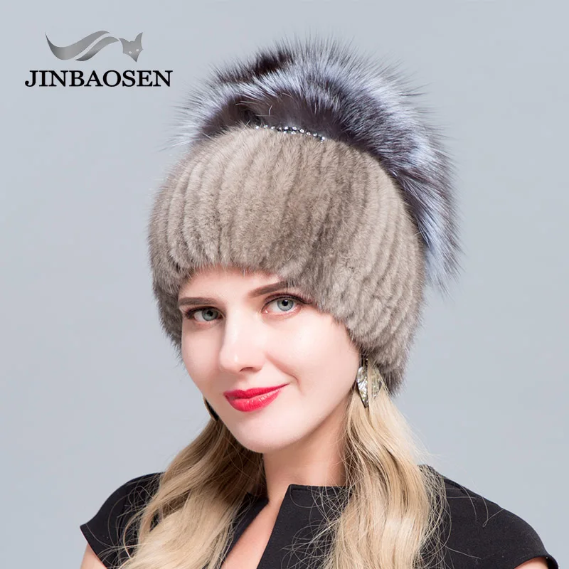 JINBAOSEN/Лидер продаж русская меховая шапка Оттер с лисой в сочетании мехом модная