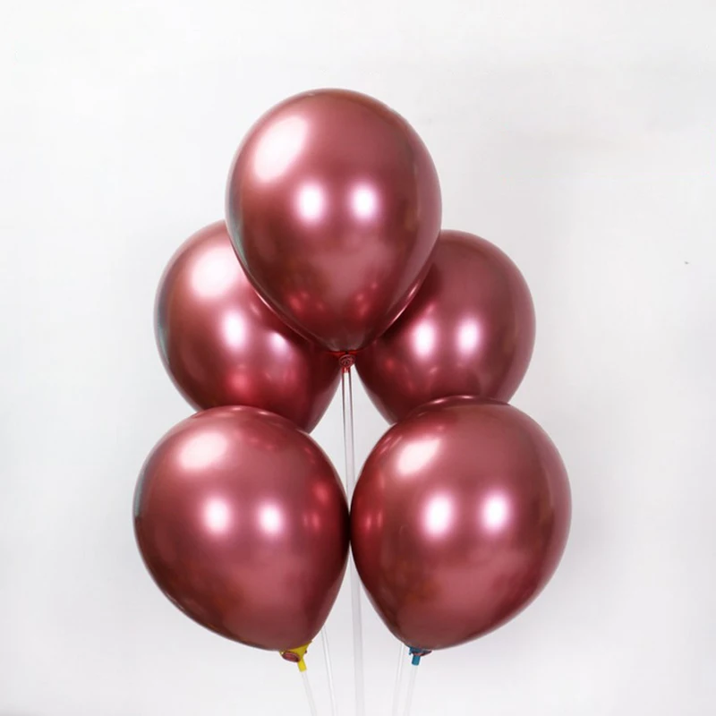 

10pcs 10inch Metallic Chrome Burgundy Wine Red Latex Balloon Wedding Hen Party Decoration Double Layer Metallic Red Balloons