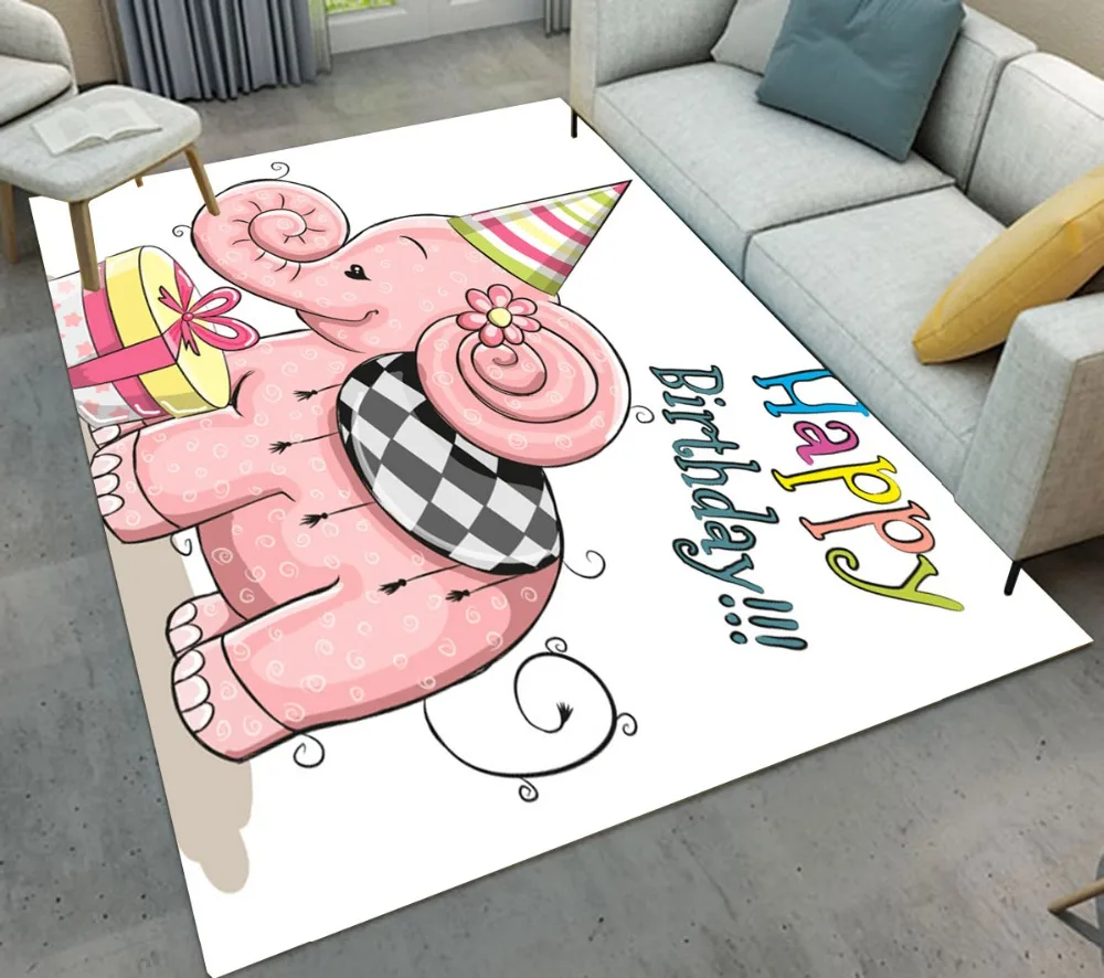 LB &quotс днем рождения&quot милый розовый слон белый ковер и для спальни напольный