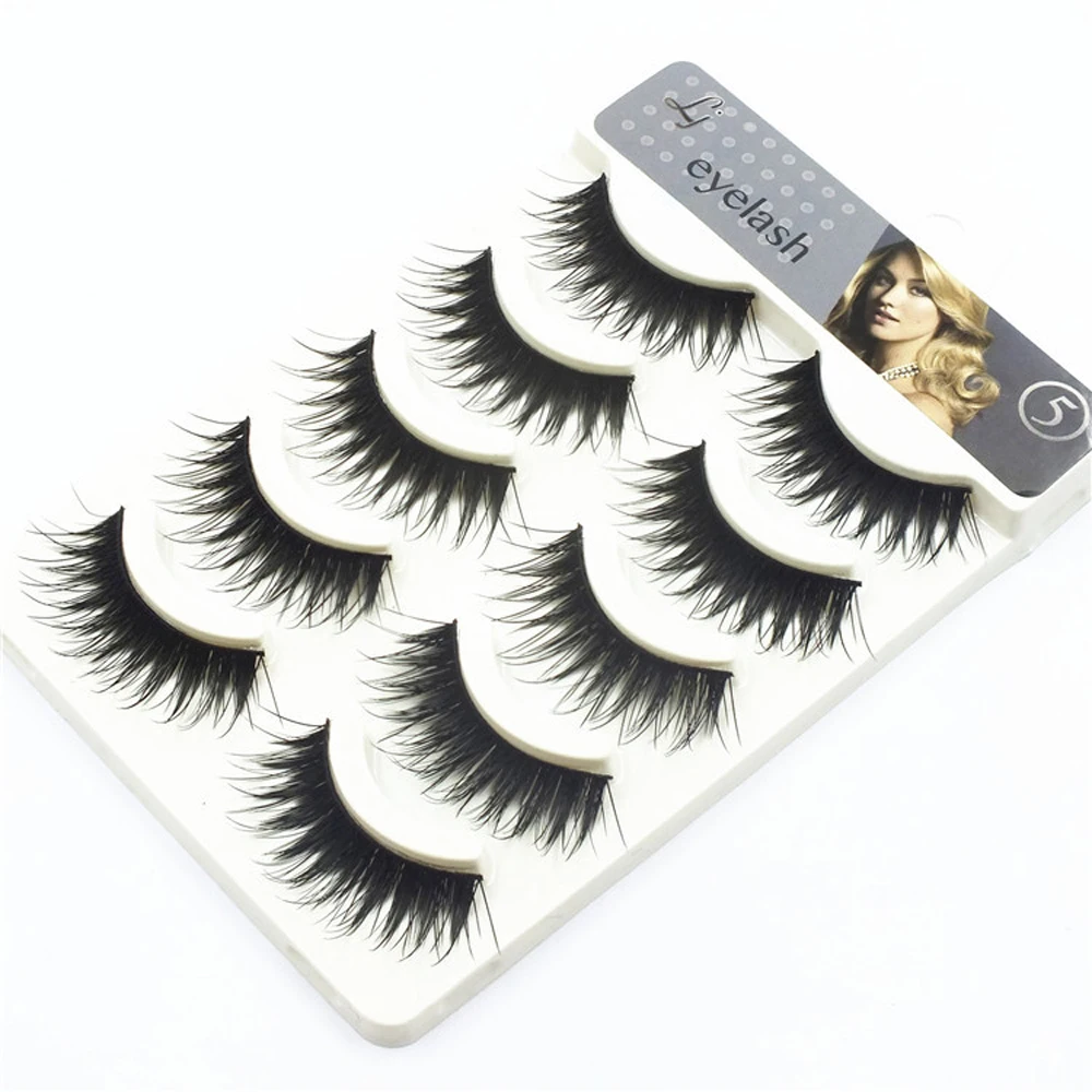 Накладные ресницы ручной работы 5 пар черные натуральные редкие для наращивания