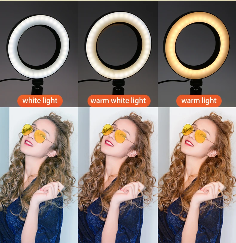 

Photography LED Selfie Ring Light 16CM/26CM Dimmable Camera Phone Ring Lamp With Table Tripod For Makeup Video ring light tripod