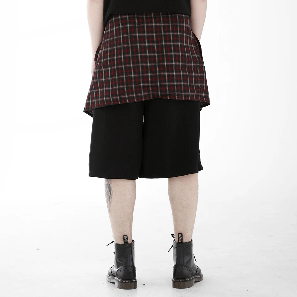 

Punk Slim Men Short Harem Pants Summer Loose Black Elastic Linen Calf-length Pants Breathable Casual Pants