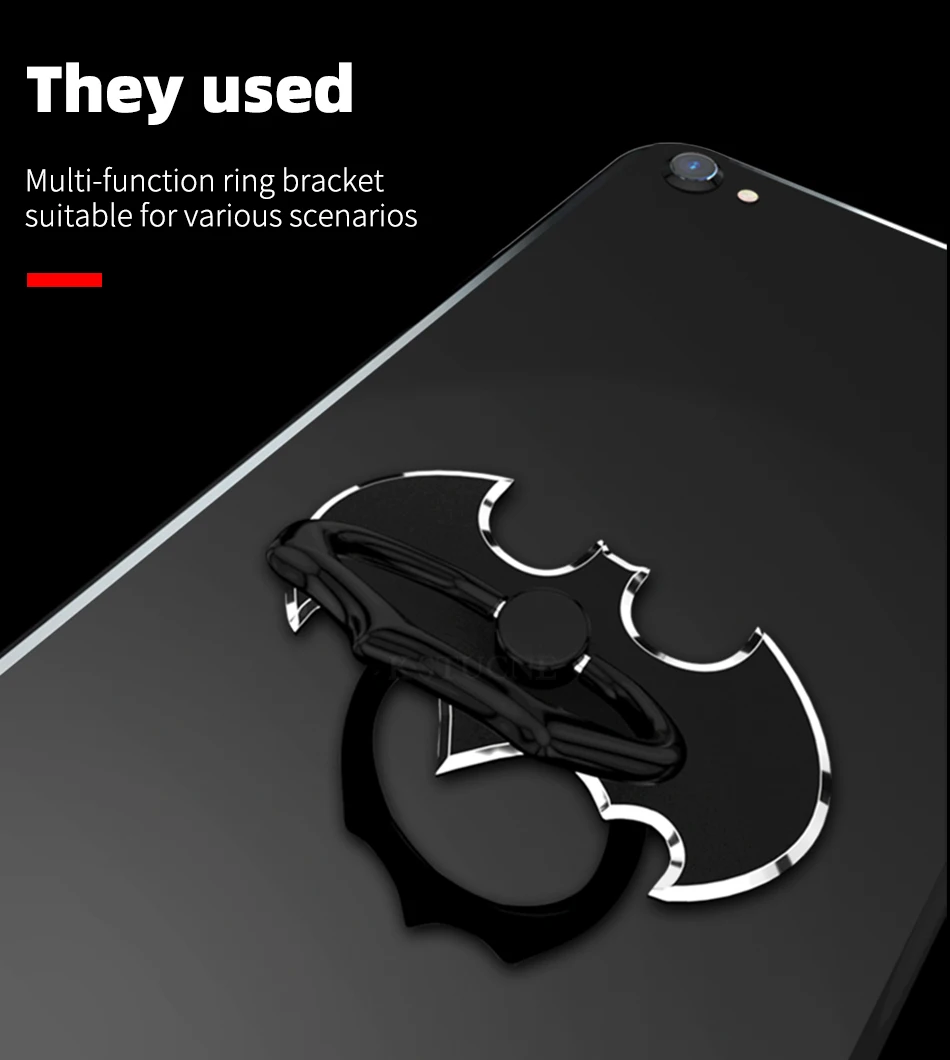 Роскошная алюминиевая металлическая универсальная подставка для смартфона с кольцом на палец и Бэтменом для мобильного телефона для iPhone 6, Xiaomi Mi8, держатель