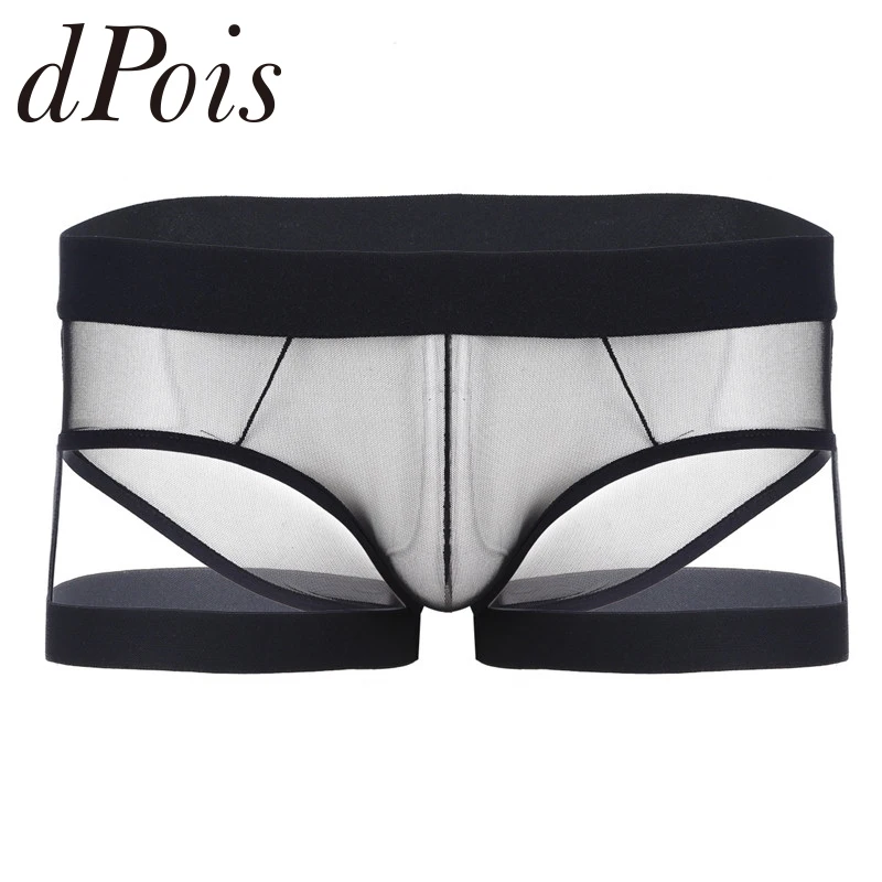 Мужские трусы-бикини с низкой посадкой прозрачные сетчатые эластичные нижнее