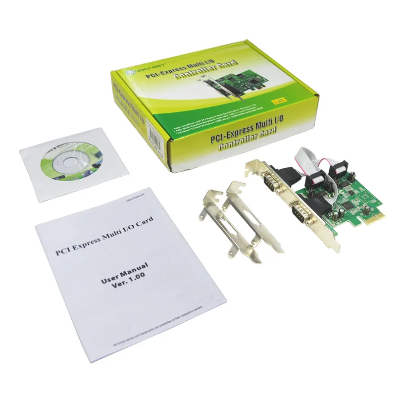 Бесплатная Доставка 2 Порт Последовательный RS232 DB9 Адаптер PCI-Express Контроллер
