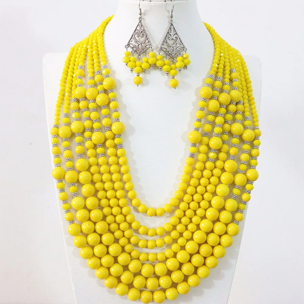 Ожерелье и серьги с бусинами 10 цветов 7 рядов|necklace earring|jewelry setsearrings necklace |