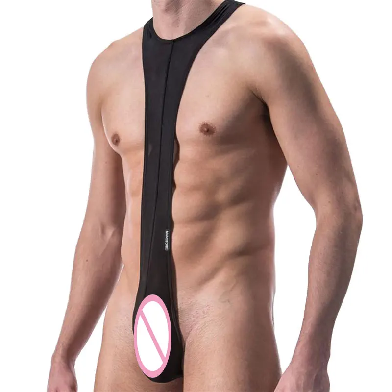 

Free shipping leather men's sexy gay breeches sheath spandex men bodysuit eroitc underwear lingerie for clubwear men