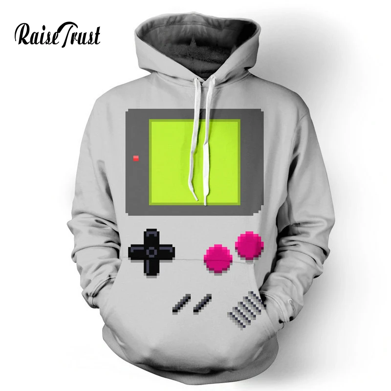 Raw Trust Модные мужские/женские повседневные толстовки с принтом игровой консоли 3d серые толстовки уличная одежда спортивная одежда хип хоп
