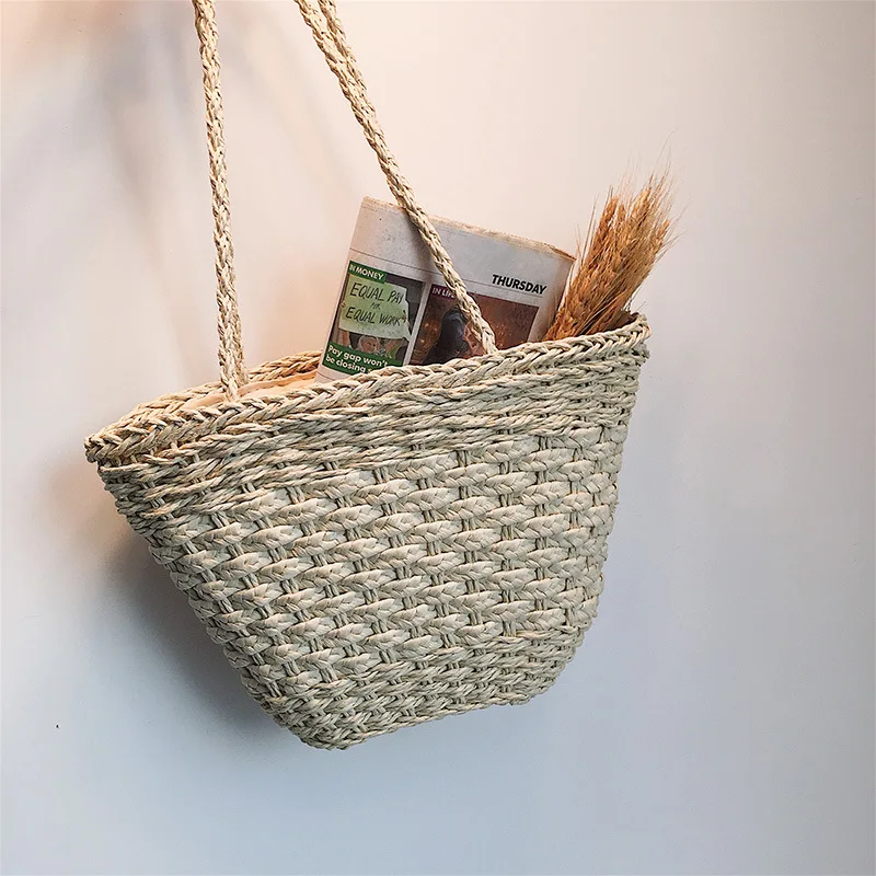 Женская плетеная сумка-мессенджер большая соломенная сумка ручной работы