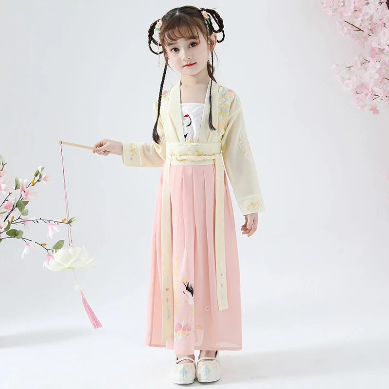 Новый костюм Hanfu детская Китайская древняя и традиционная одежда детское платье