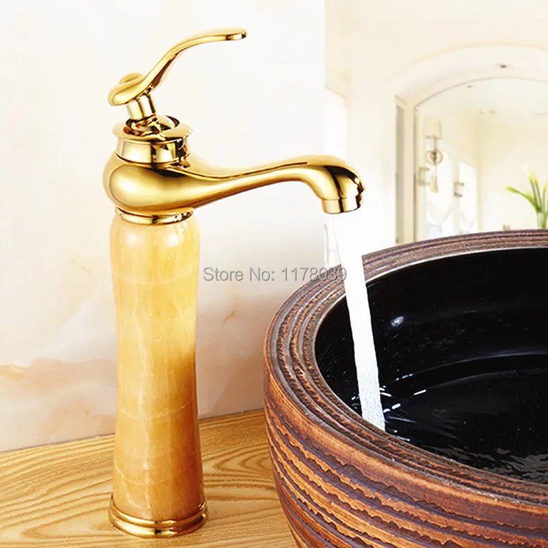 Роскошный мраморный кран для ванной комнаты в европейском стиле золотой с одной