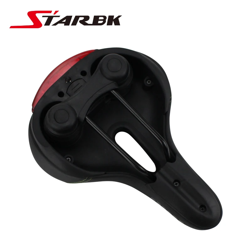 Велосипедное седло STARBK мягкое утолщенное широкое сиденье + задний фонарь для