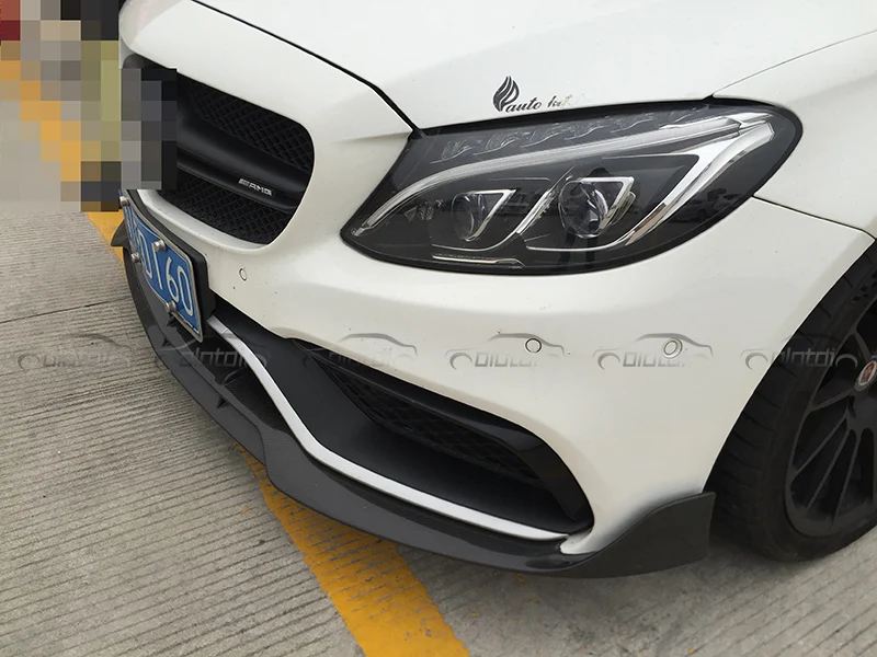 C63 только реальный бампер из углеродного волокна передний разделитель для Mercedes Benz W205 C63 AMG седан B Стиль фронтальная губа