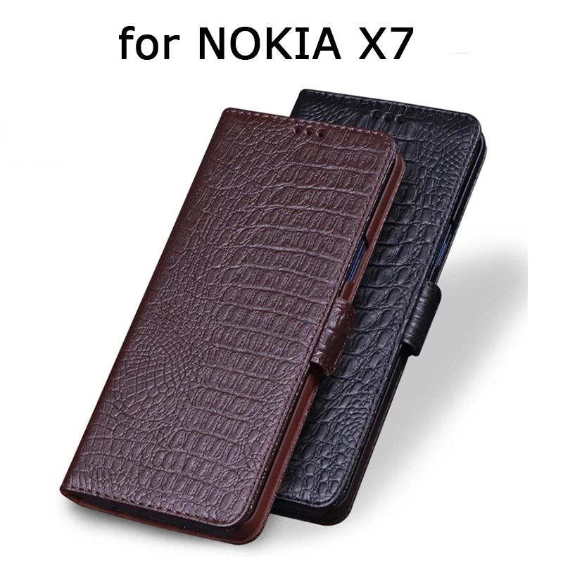 

Genuine Leather Phone Case Wallet Case for NOKIA X7 Business Flip Cover Magnetic Bag Skin for Fundas Nokia X7 with Phone Holder