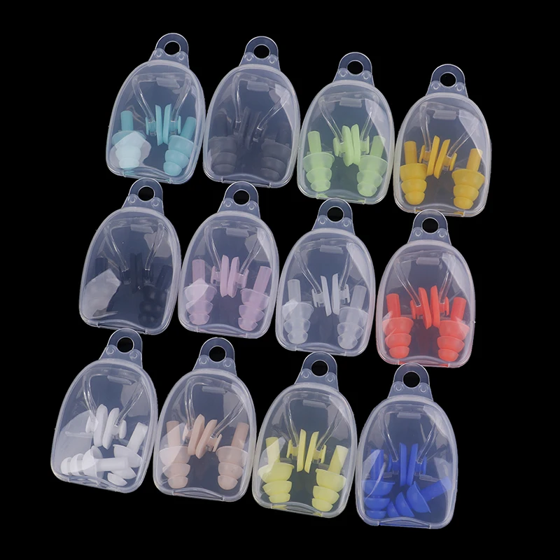 Soft Swimming Earplugs Nose Clip Case Protective Prevent Water Protection Ear Plug Waterproof Soft Silicone Swim Dive Supplies