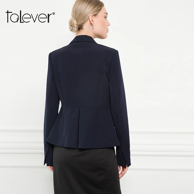 Women Fashion Pocket Blazer Double Breasted Female Autumn Coat Spring Office Lady Suit Overcoat Plus Size Talever | Женская одежда