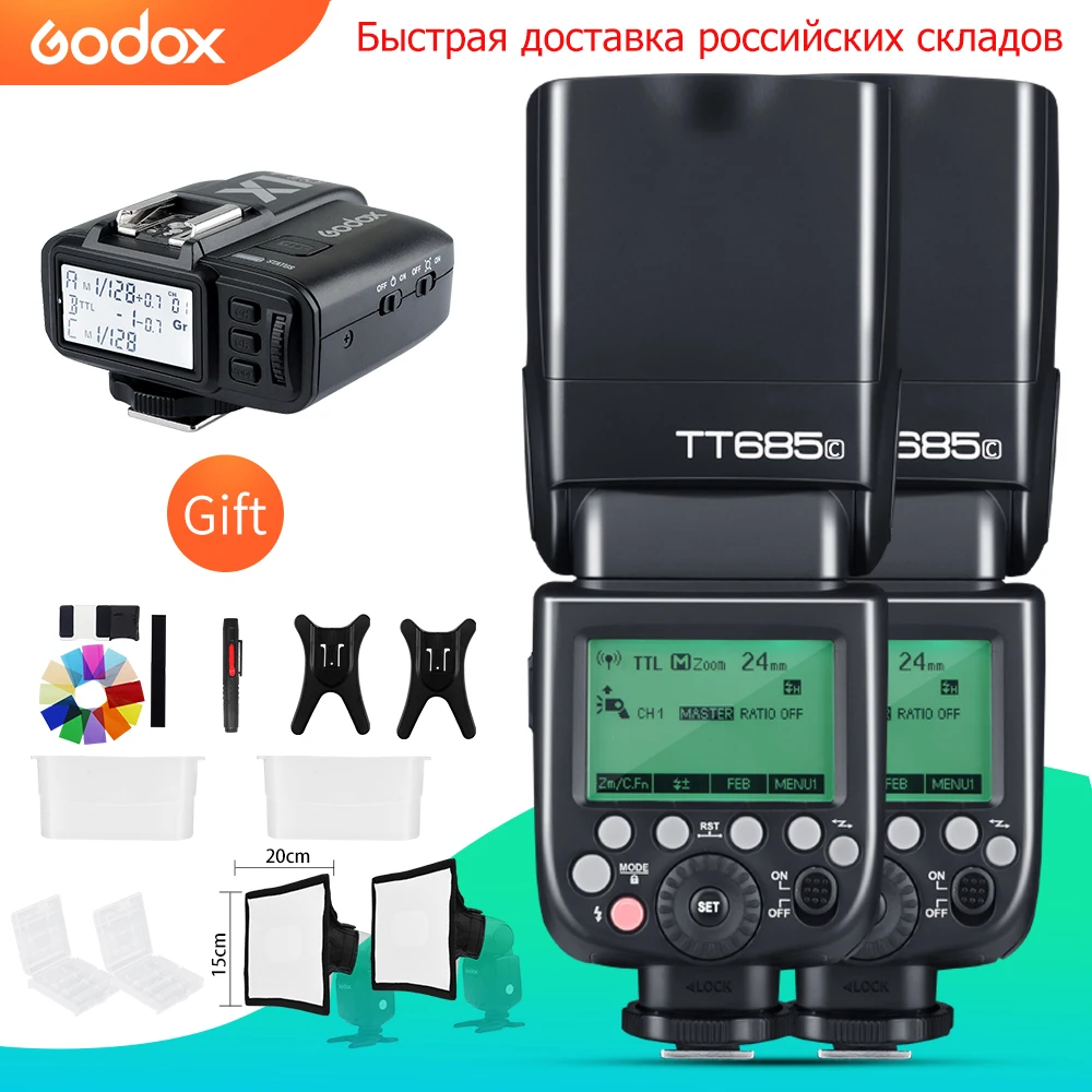 Вспышка Godox TT685C TT685N TT685S TT685F TT685O 1/8000s HSS TTL с триггером X1T для Canon Nikon Sony