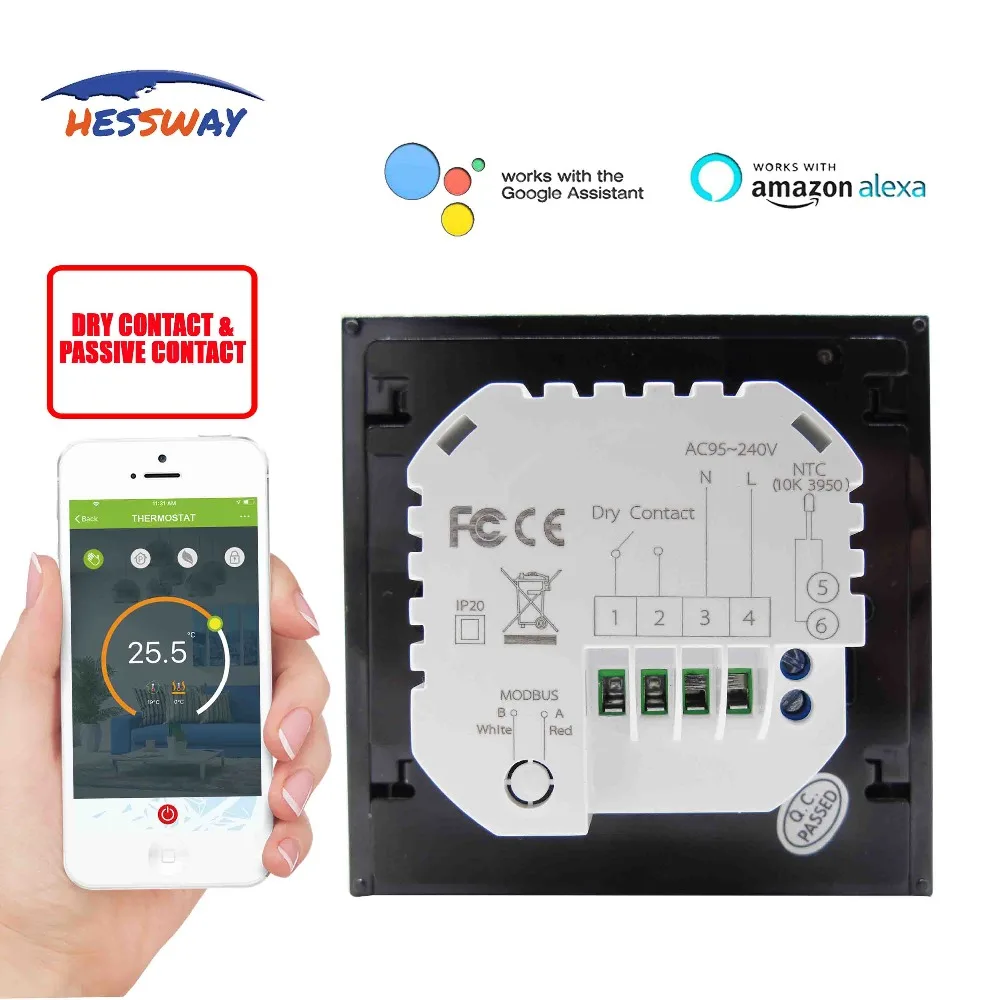 HESSWAY APP 14 языков 3а комнатный радиатор газовый котел нагревательный термостат wifi переключатель сухой контакт для TUYA Smart wifi чип