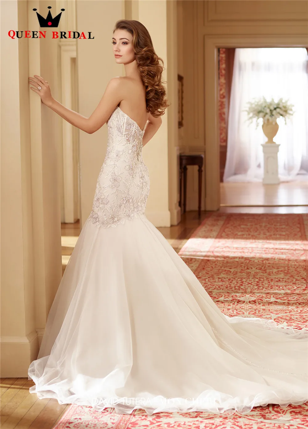 Custom Made Русалка Кристалл Бисероплетение Кружева Sexy Длинные Женщины robe de mariage
