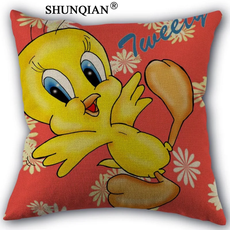 Домашний чехол для подушки чехлы Tweety хлопковое белье с птичкой наволочка кровать