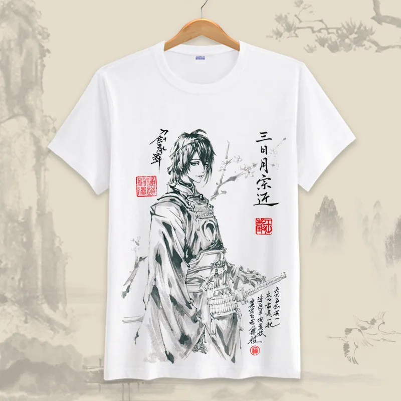 Новая летняя Аниме игра футболка Touken Ranbu онлайн косплей чернила топы с картинками