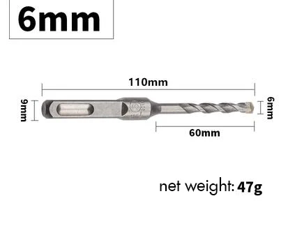 6x110 Square Shank 1 шт. электрическое ударное буровое долото 6/8/10/12 мм квадратный/круглый хвостовик, хром-ванадиевая сталь Сталь плюс для каменной кладки Бетон цемент стены - Цвет: 6x110 Square Shank
