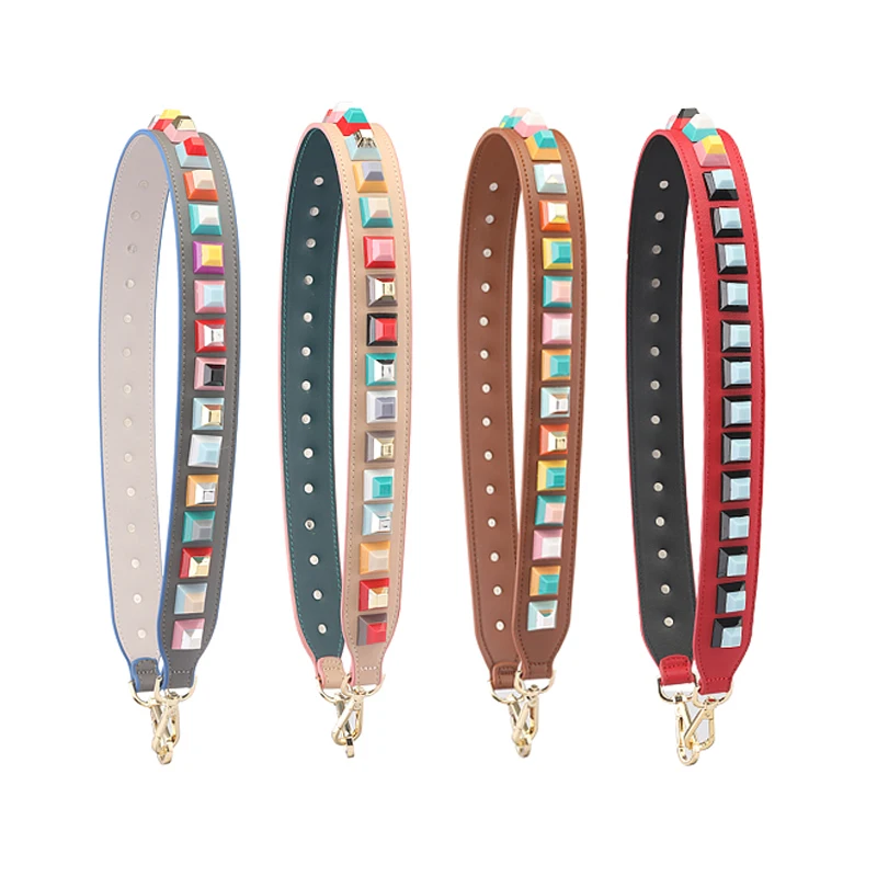 Colorful Rivet Leather Women Bag Strap Shoulder Accessories Belts Famous Brand Replacement For Handbag S087 | Багаж и сумки