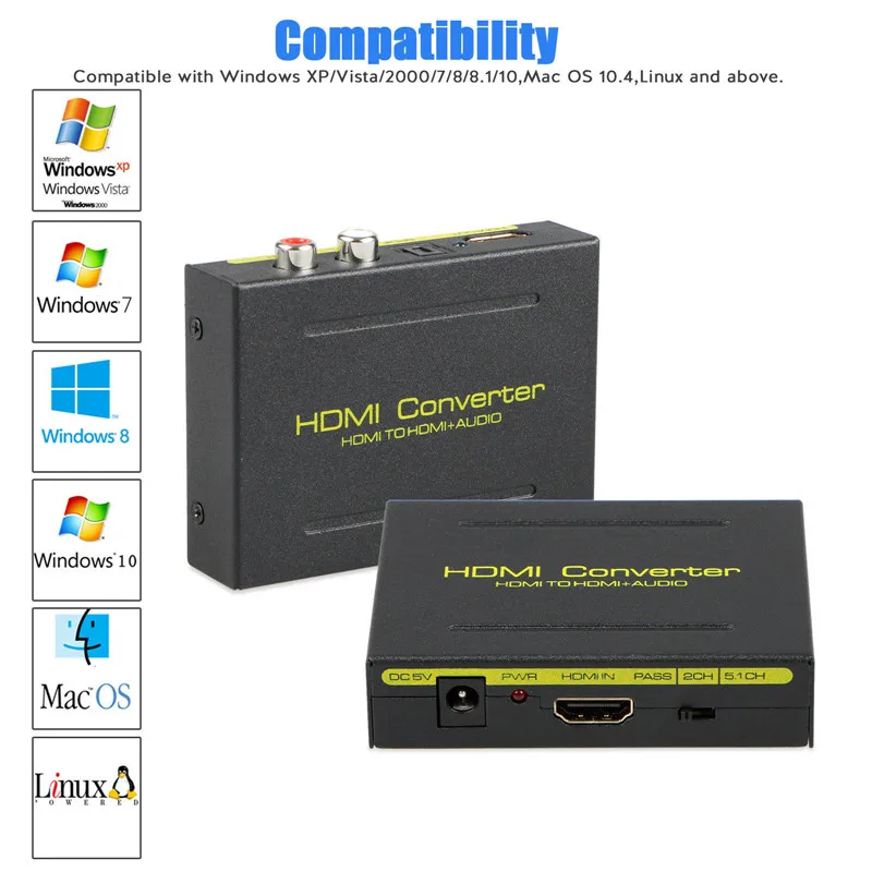 HD 1080P HDMI в HDMI Оптический SPDIF RCA L/R экстрактор конвертер аудио сплиттер Hdmi конвертер адаптер для PS3 компьютера HDTV