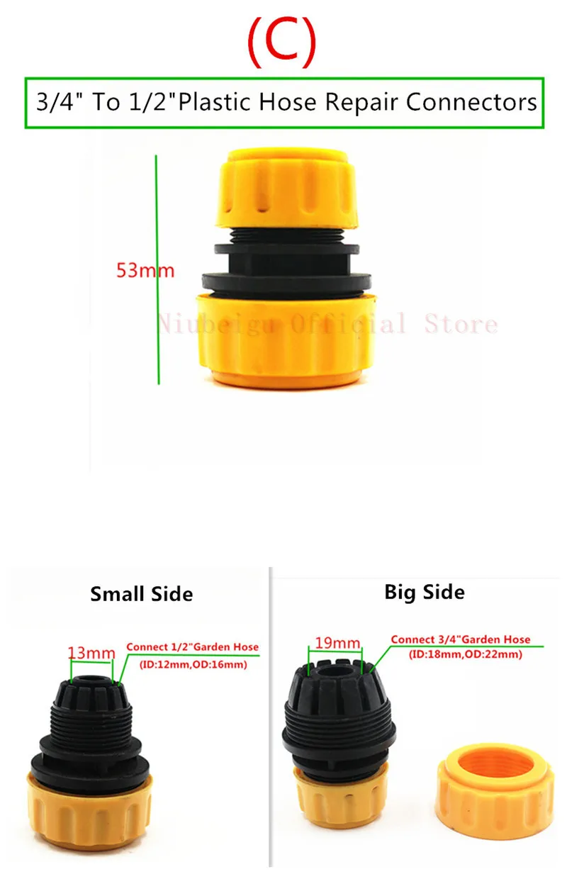 1PC 1/2" 3/4" Plastic Hose Joiner Repairer Hose Fitting Connector Joiners Repairers Hose End Fittings Watering Water Gun