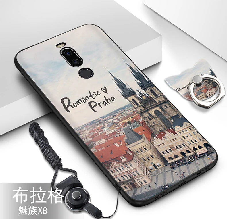 Meizu X8 X 8 чехол, силиконовые, Роскошные, симпатичные, из мягкого ТПУ, чехол+ ремешок с узором, кольцо, задняя крышка для Meizu X8 X 8, чехол, coque fundas