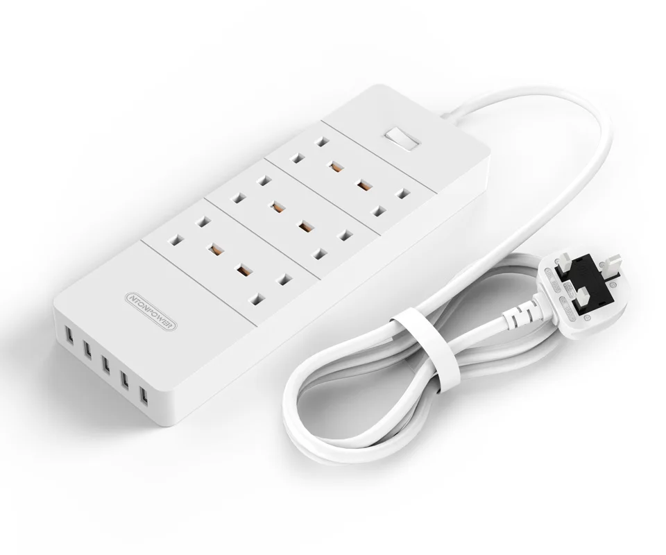 NTON power HPC USB защита от перенапряжения, удлинитель, розетка с британской вилкой, 6 розеток переменного тока, 5 разъемов USB Smart для зарядки, 1,5 м, удлинитель, шнур питания