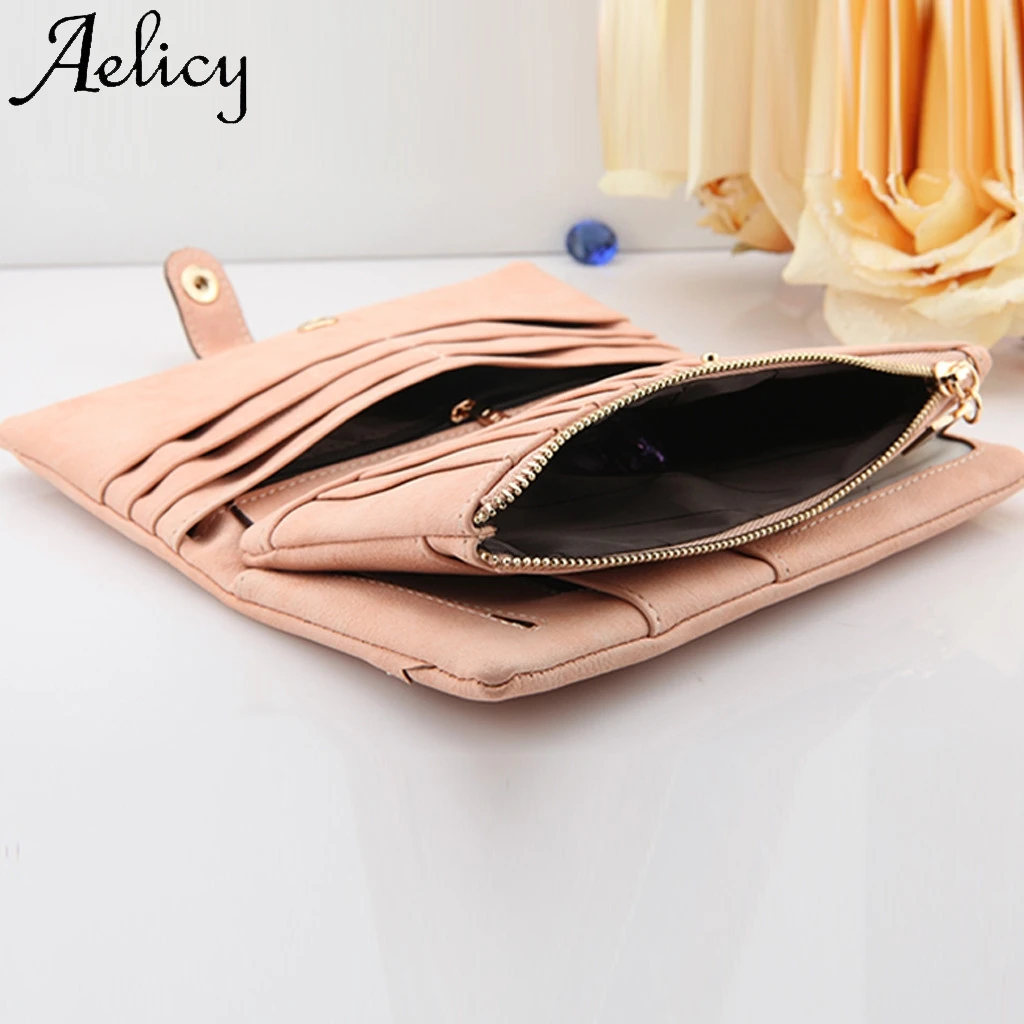 Aelicy женский длинный стильный студенческий кошелек для карт Многофункциональный складной кошелек для монет Высокое Качество Твердая Сумка Простой карман для телефона