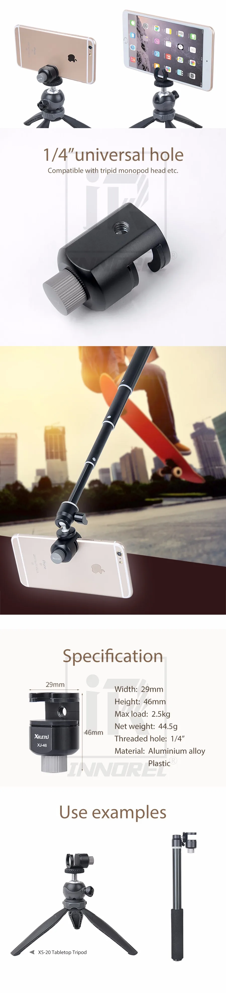 Высокое качество xiletu xj-46 mini сотовый телефон клип универсальный держатель из алюминиевого сплава горе стенд для мобильного телефона Ipad только 44,5 г