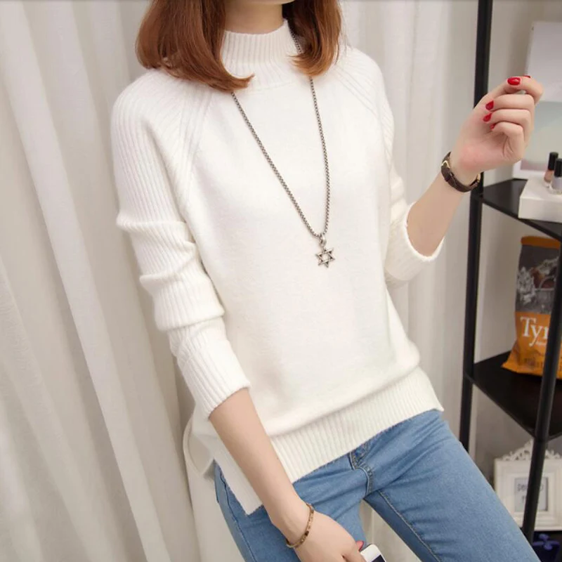 Осень 2017 г. Вязание пуловер и свитер для Для женщин длинный рукав теплый трикотаж