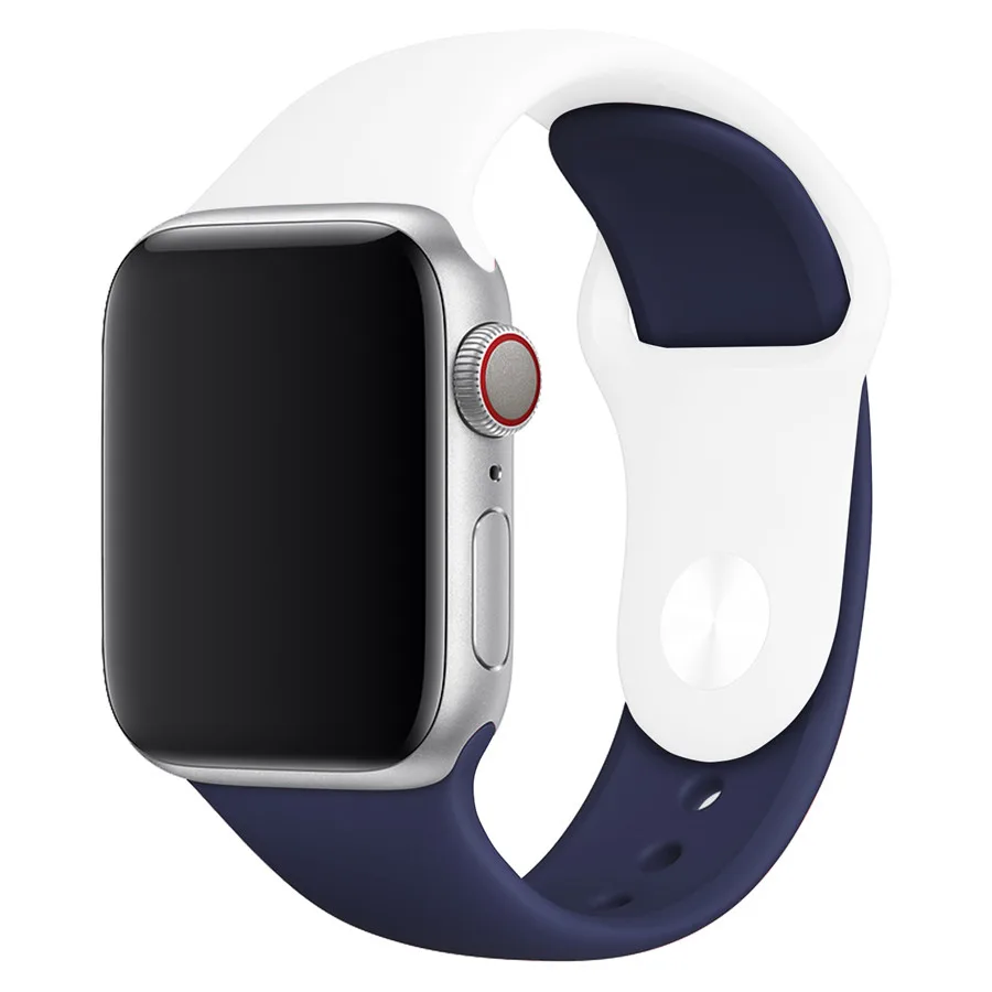 Красочный мягкий силиконовый ремешок для наручных часов Apple Watch Series 5/4/3/2/1 двухцветный браслет для часов 38 40 мм для наручных часов iWatch, версия ремешок 42 44 мм