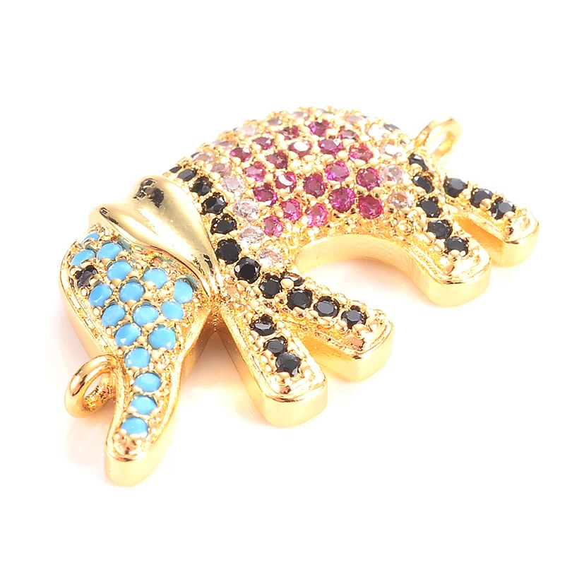 Neovivi Elephant Charms Pave Colorful Zircon Copper Animal Charm for Jewelry Making Classic Connector Bracelets DIY Findings | Украшения и
