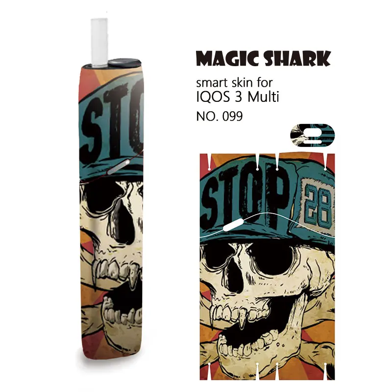 Magic Shark Skull Series Punk Cool Bumpy Film For IQOS 3 Multi Sticker Case Cover High Quality No Fade | Мобильные телефоны и