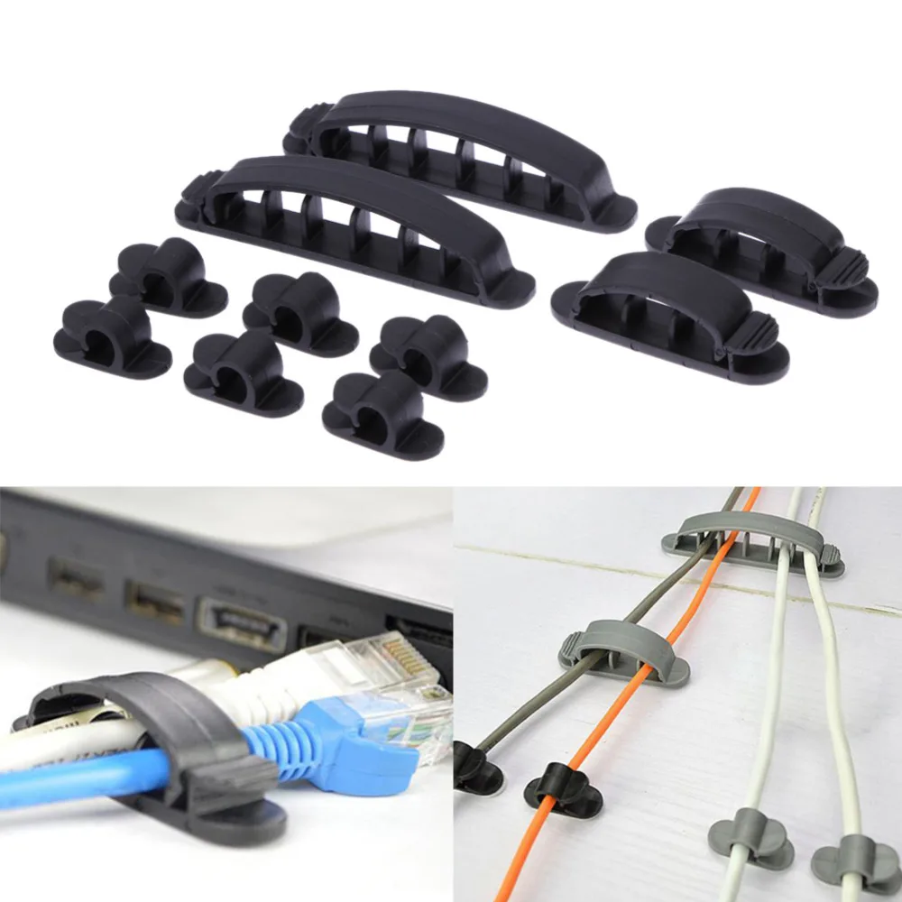 VODOOL 10 шт. Кабельный Шнур провод органайзер Пластиковый кабель зажимы для