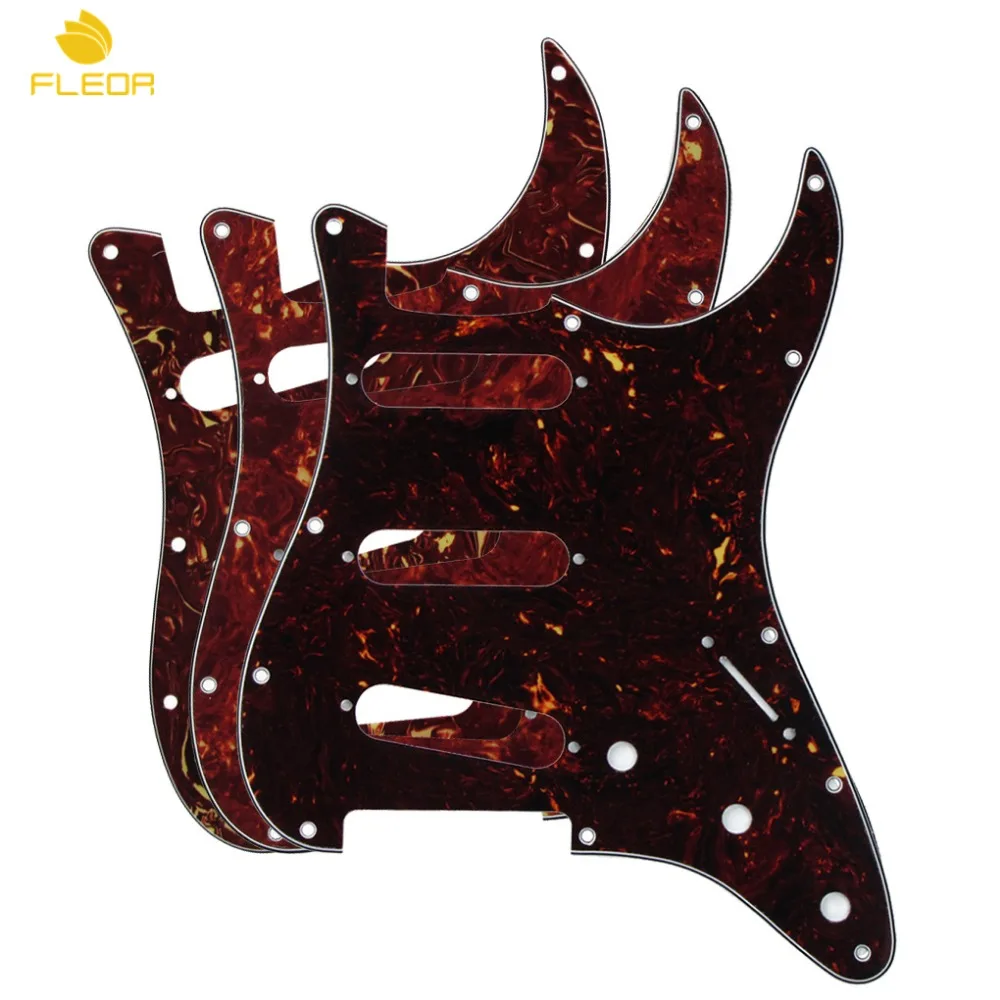 FLEOR 3 шт. ракушка черепаха 4 слойная электрогитара Pickguard 11 отверстий SSS для