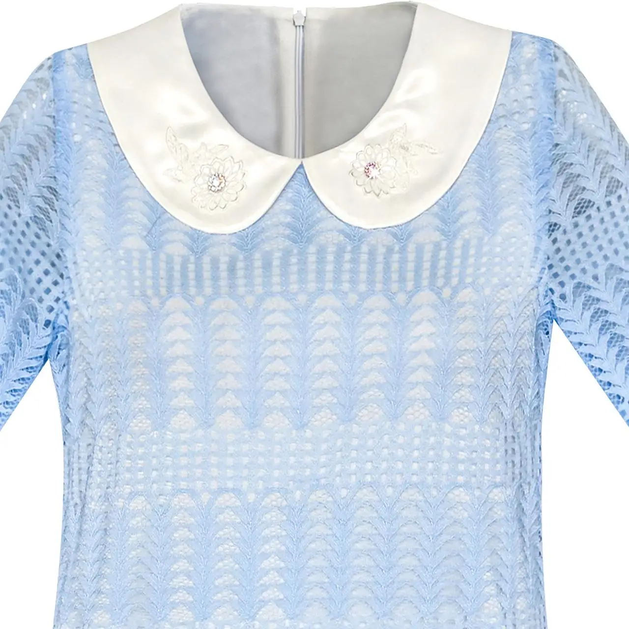 Sunny Fashion платья для девочек Цветок Девушка Платье Рукав 3/4 Белый воротничок