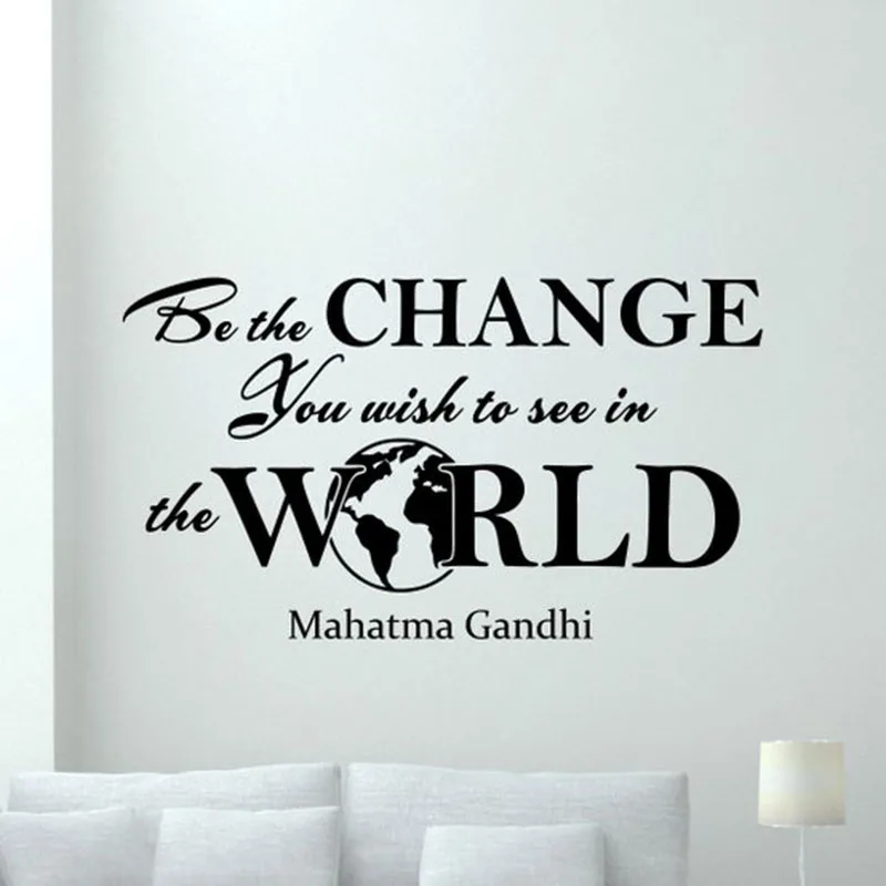 Наклейка на стену с цитатой Mahatma Gandhi Постер Be The Change который вы хотите увидеть в