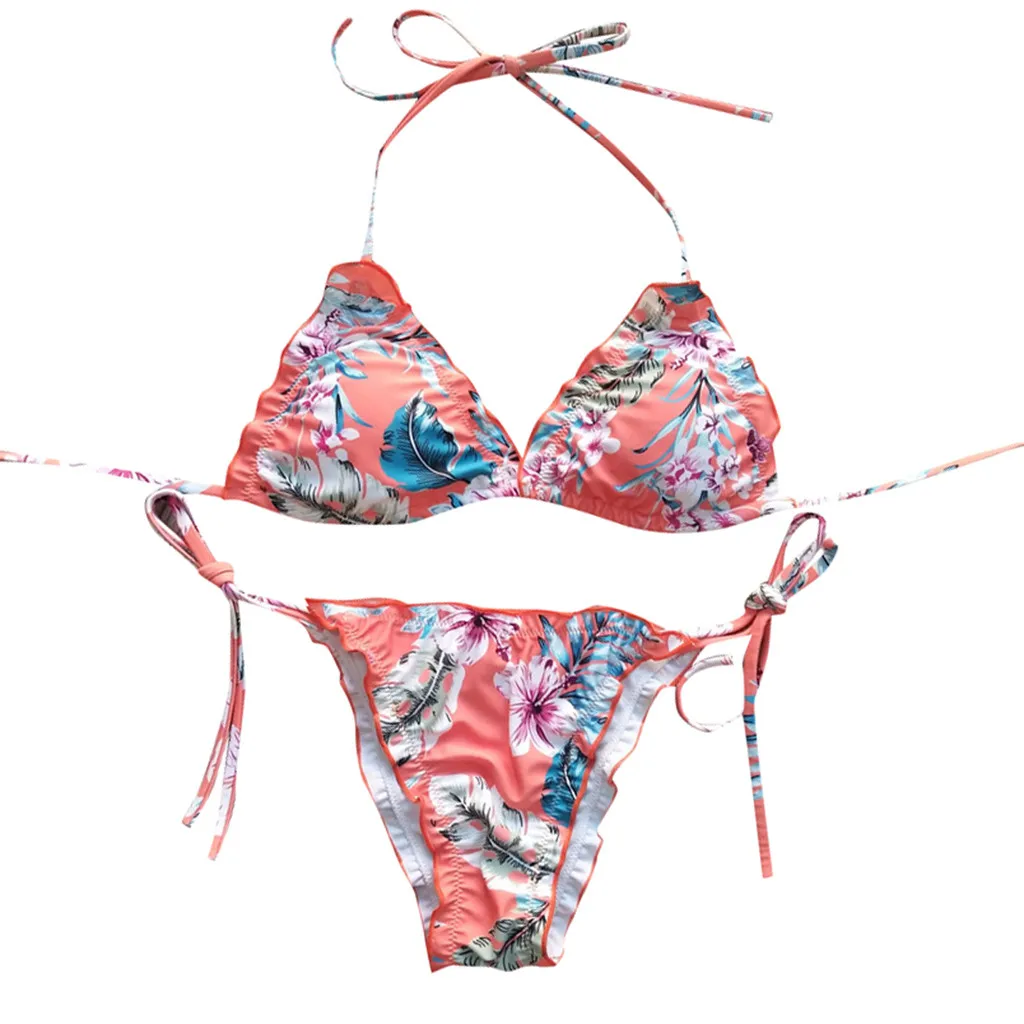 Сексуальное бикини SAGACE из двух предметов с цветочным принтом пляжная одежда
