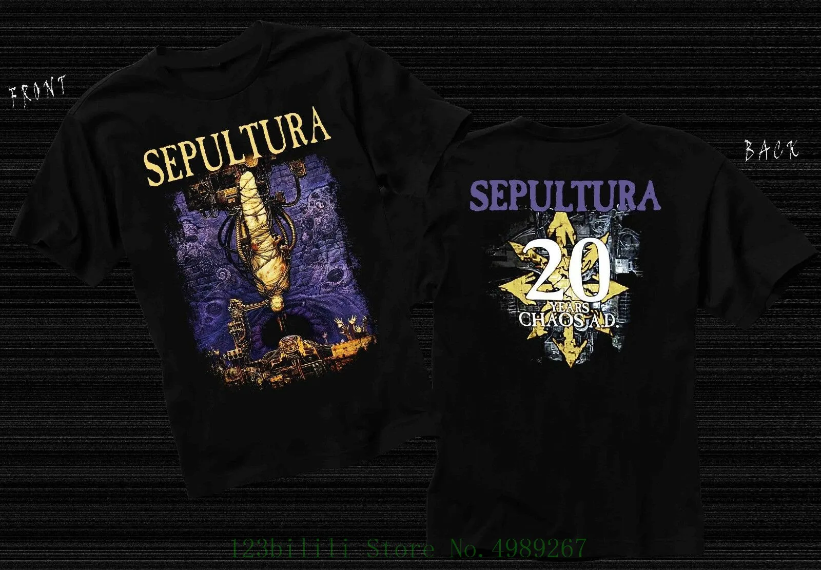 Sepultura Chaos A. d. Бразильский тяжелый металлический ремешок футболка Размеры: от S до